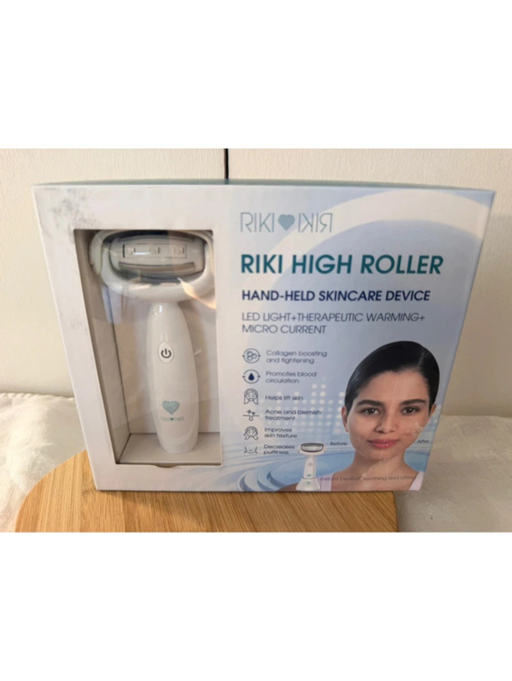 LED Light Therapy Microcurrent Facial Skincare Device High Roller Red & Blue LED